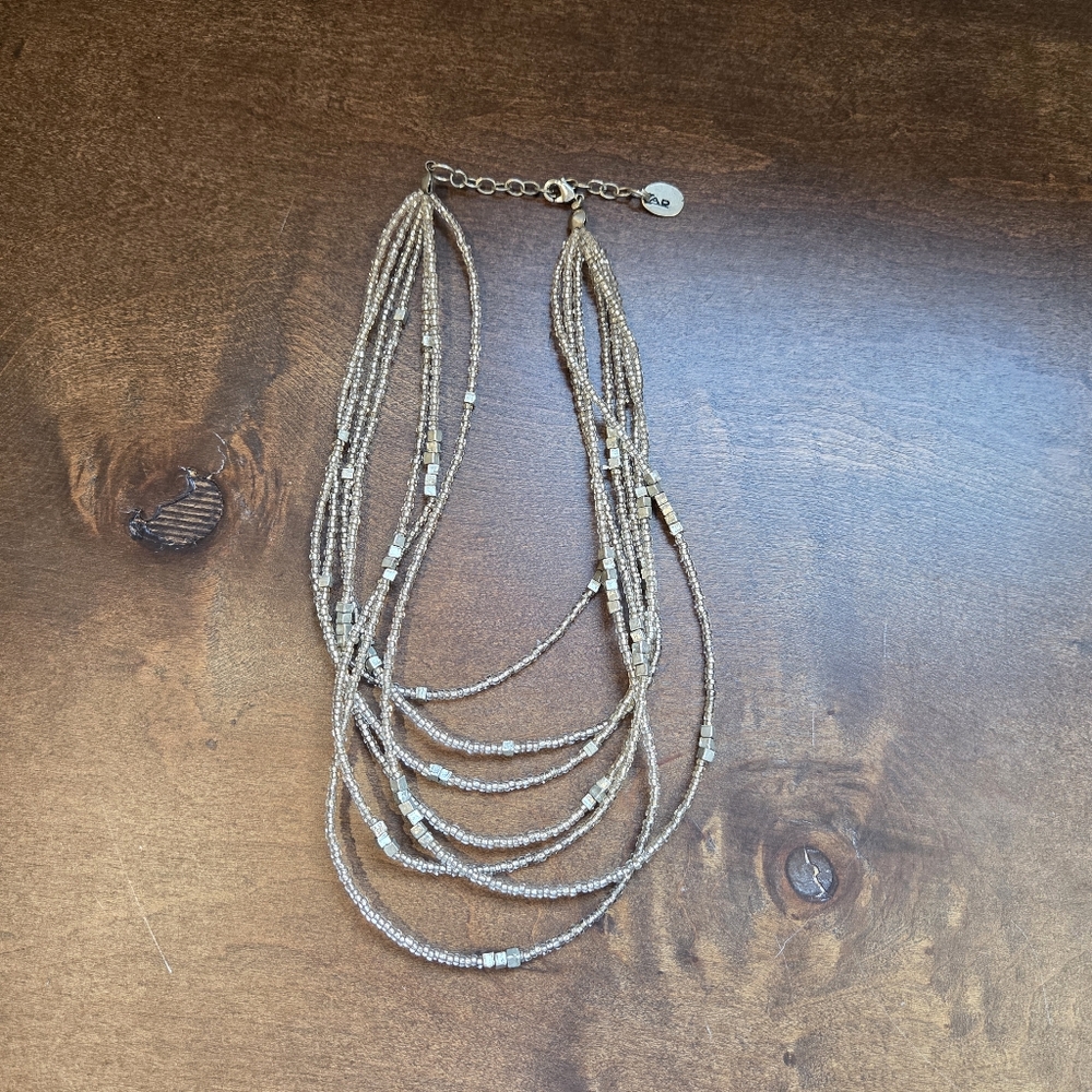 Super Cute Silver Beaded Multi-Strand Necklace
